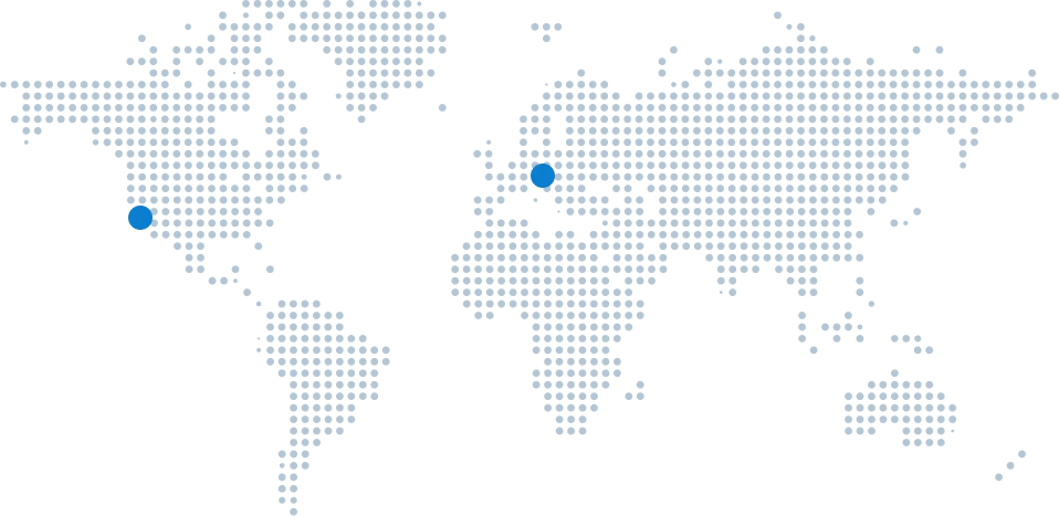 Map showing Sequenex offices in Atlanta, USA and Bratislava, Slovakia
